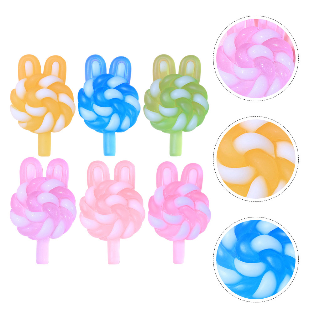 Resin Art Products - 24 Stück niedliche Cartoon-Lollipop-Anhänger in Hasenform,