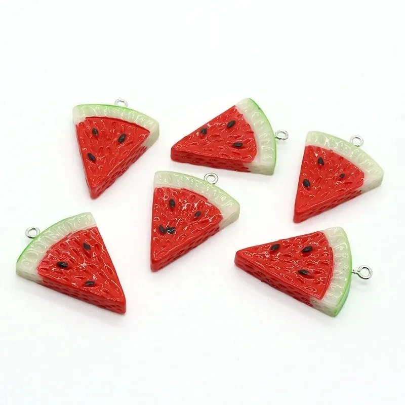 Resin Art Pendant - 10 Stück doppelseitige dreieckige Wassermelonen-Harzanhänger, Mini-Fruchtanhänger