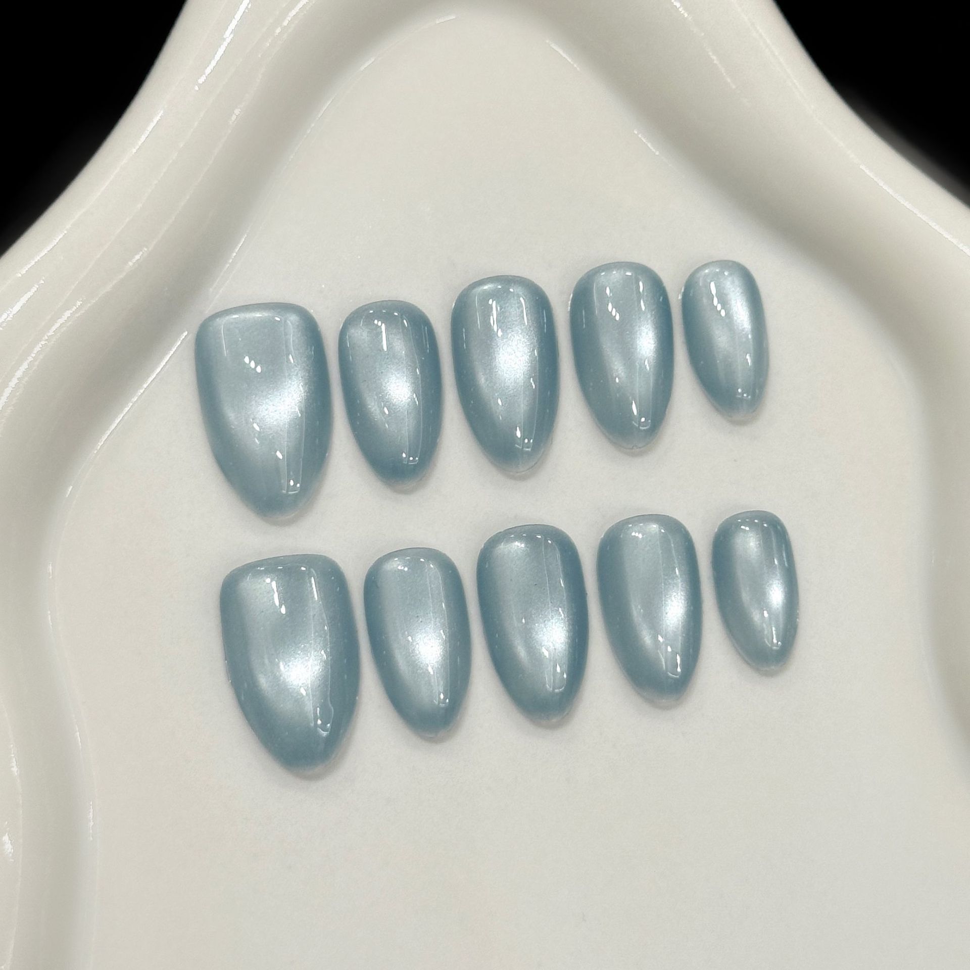 Resin Art Design - 10 Stück Blaue Katzenaugen Französische Kurze