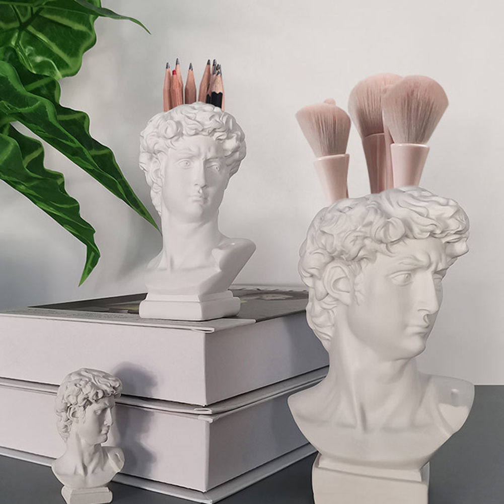 Resin Art Design - Kreativer Stifthalter Kunstvoller Blumentopf Make-up-Pinsel-Aufbewahrung Porträt-Menschenkopf