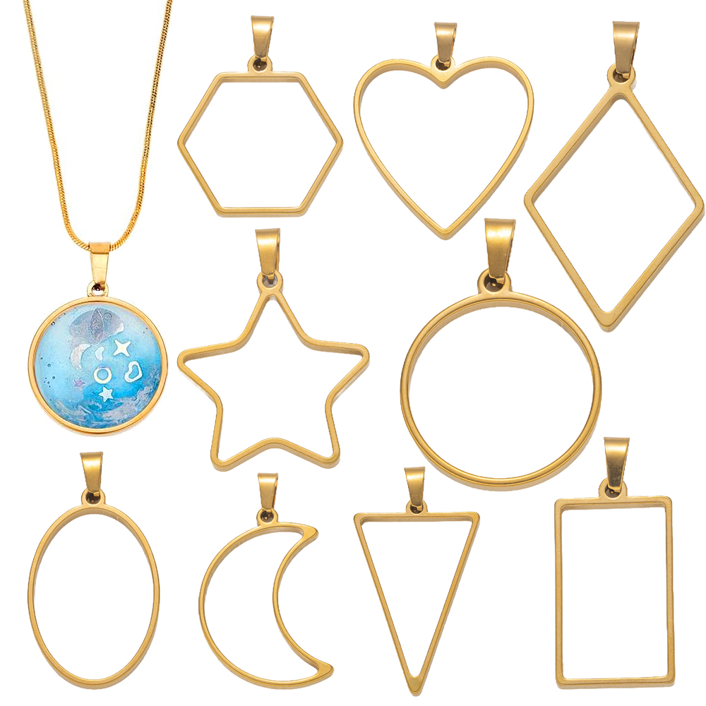 Resin Art Pendant - 5 Stück Edelstahl-Harzformen mit offener Rückseite,