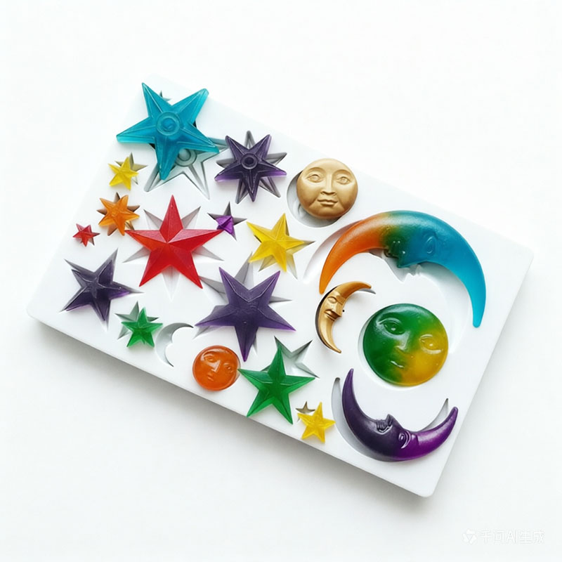 Resin Art Products - Sonnengesicht, Mond, Sterne, Polymer-Tonformen, Silikon-Fondantform für