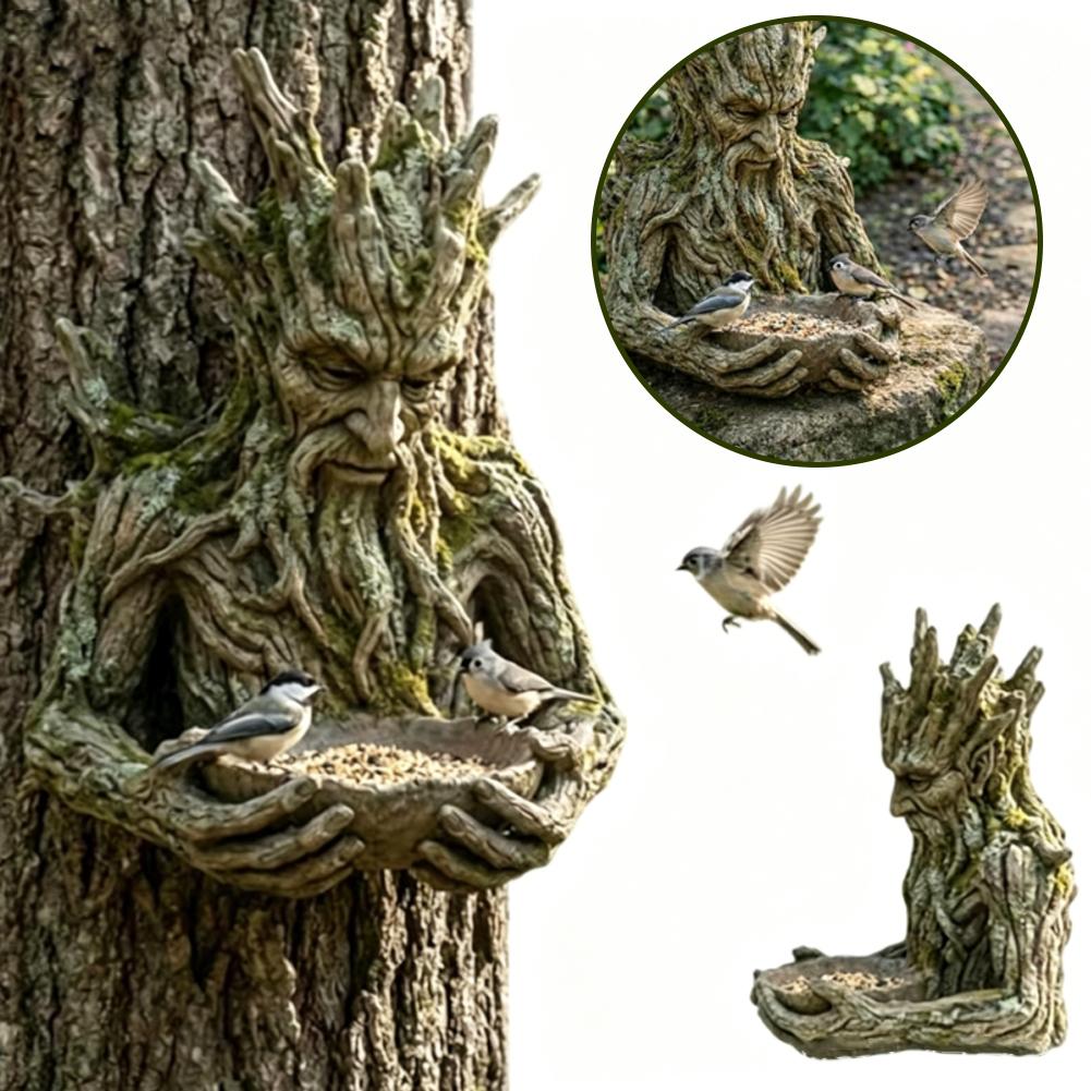 Resin Art On Wood - Vogelfutterhaus aus Kunstharz mit Baumgesicht, montiert