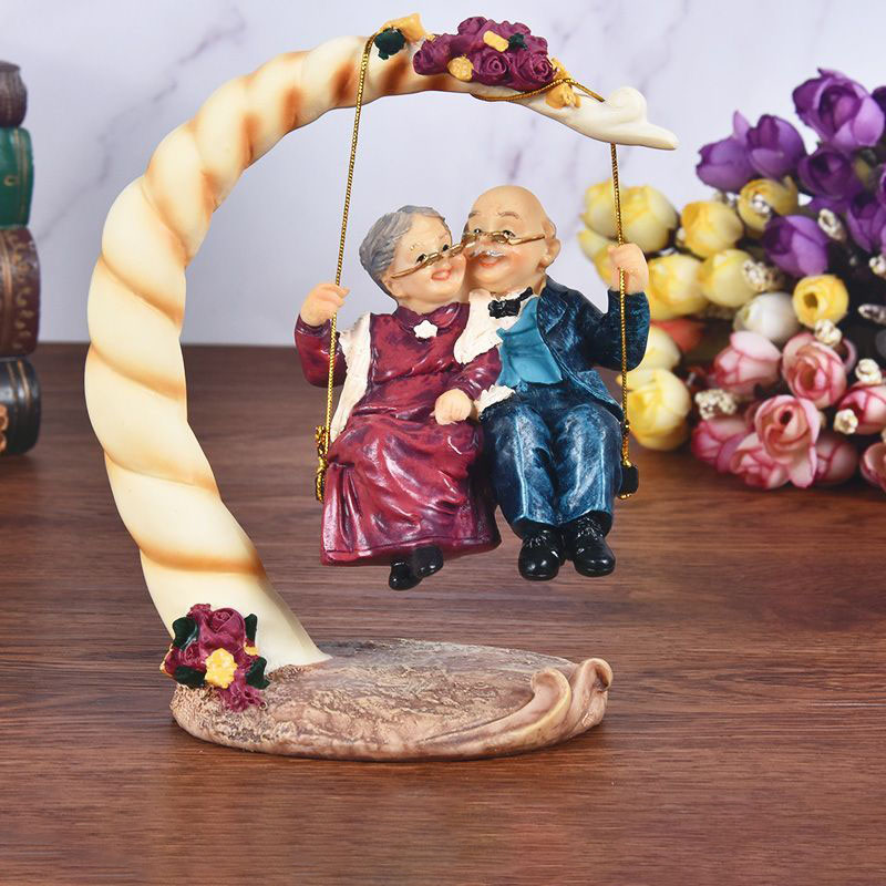 Resin Art Wedding Gift - Chinesische Schaukelfigur für ältere Paare aus