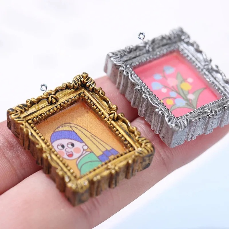 Resin Art Store - 10 Stück Flatback Cabochon Vintage Harz-Fotorahmen-Anhänger