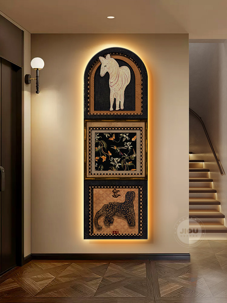 Resin Art On Wood - Medaillen-Art-Deco-Gemälde für den Eingangsbereich, dekorative Malerei