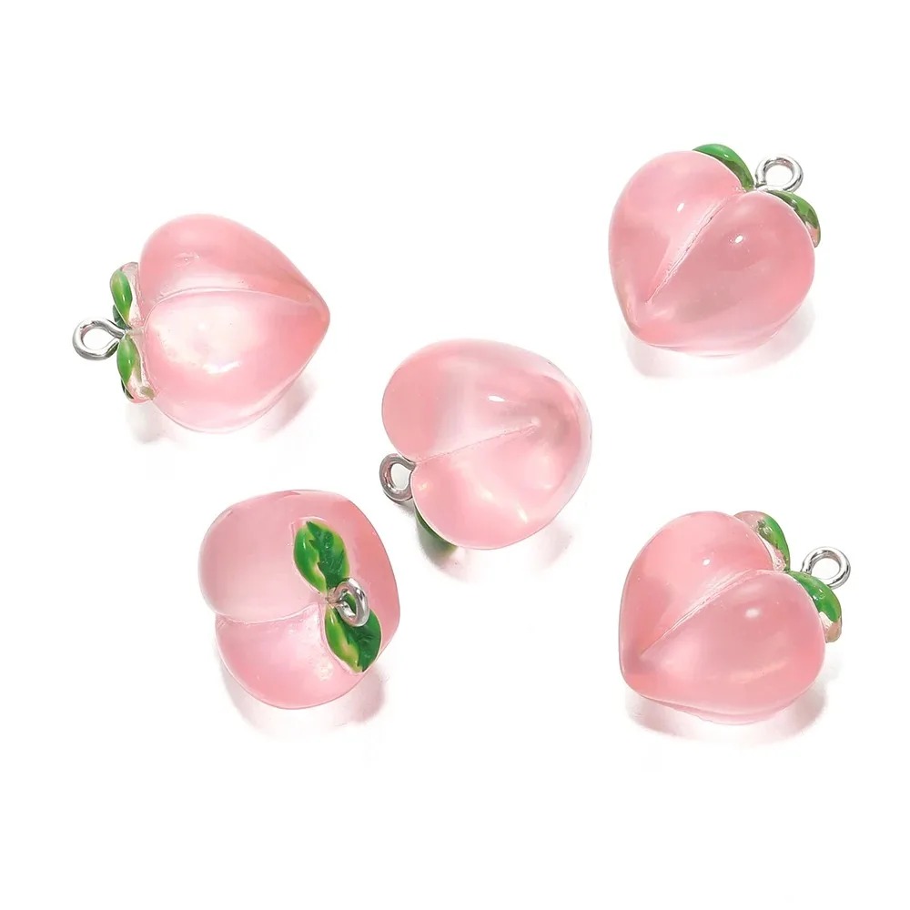 Resin Art Store - 10 Stück transparente rosa pfirsichfarbene Harzanhänger,