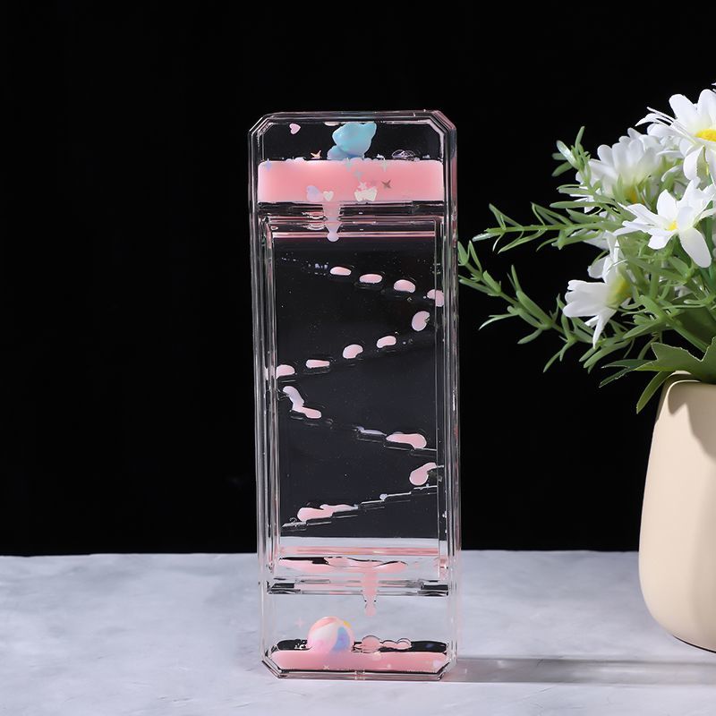 Resin Art Clock - Kreatives, niedliches Öl-Leckage-Desktop-Ornament, Stressabbau-Flüssigkeits-Sanduhr, heilendes Geburtstagsgeschenk