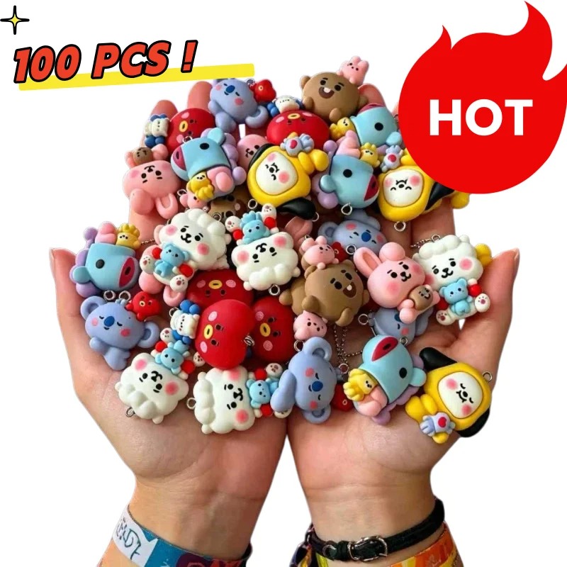 Resin Art Store - 7 Stück BT21 Harz-Cartoon-Anhänger DIY-Zubehör Bastelbedarf