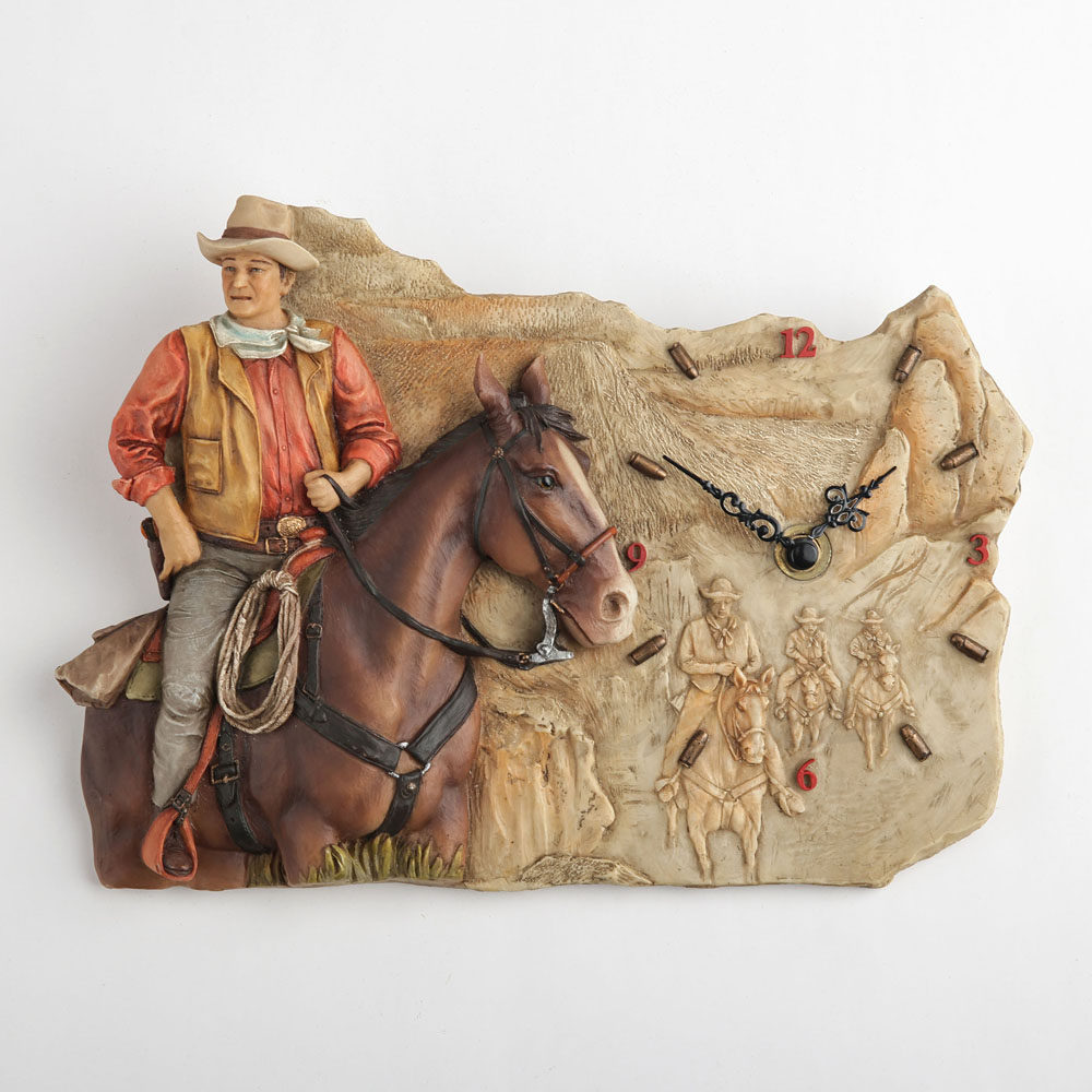 Resin Art Clock - Vintage Western Cowboy Pferde-Relief Wanduhr Amerikanischer