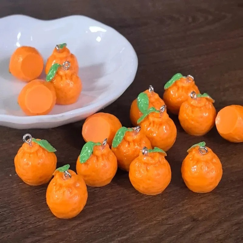 Resin Art Products - 10 Stück 3D-Simulations-Dekopon-Mandarinen-Harzanhänger, künstliche Frucht-Tangerine-Anhänger, DIY-Bastelbedarf