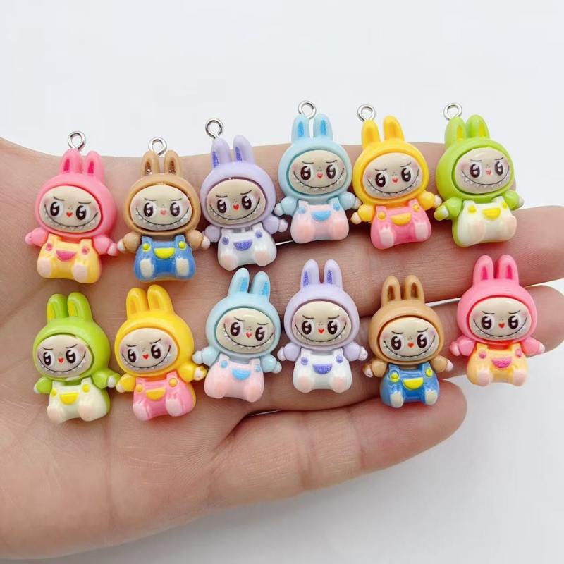 Resin Art Store - 10 Stück Kawaii Hasen-Erdbeerhaus Harz-Anhänger, Niedliche