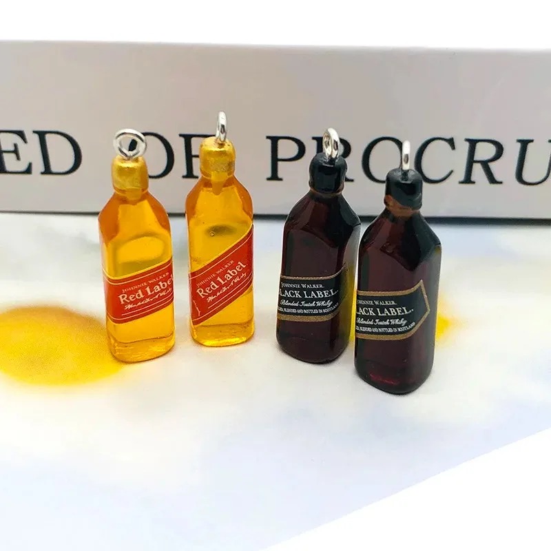 Resin Art Pendant - 10 Stück kleine Weinbar-Flaschen-Harzanhänger, DIY-Ohrring-Zubehör, Mini-Anhänger