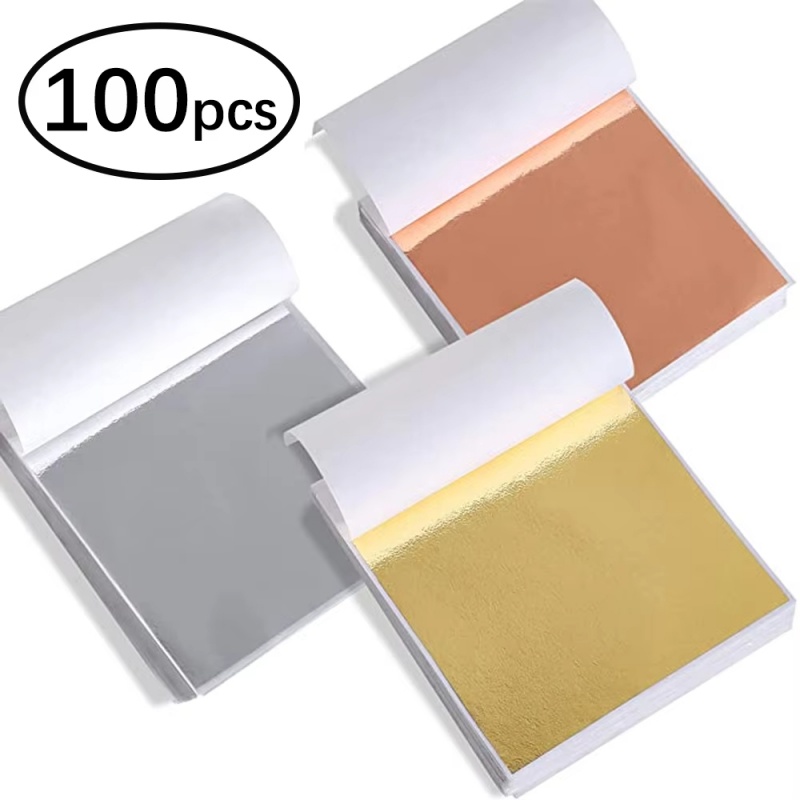 Resin Art Wedding Gift - 100 Stück Imitations-Gold-Silber-Kupferfolienblätter für DIY-Harz, Kerzen,