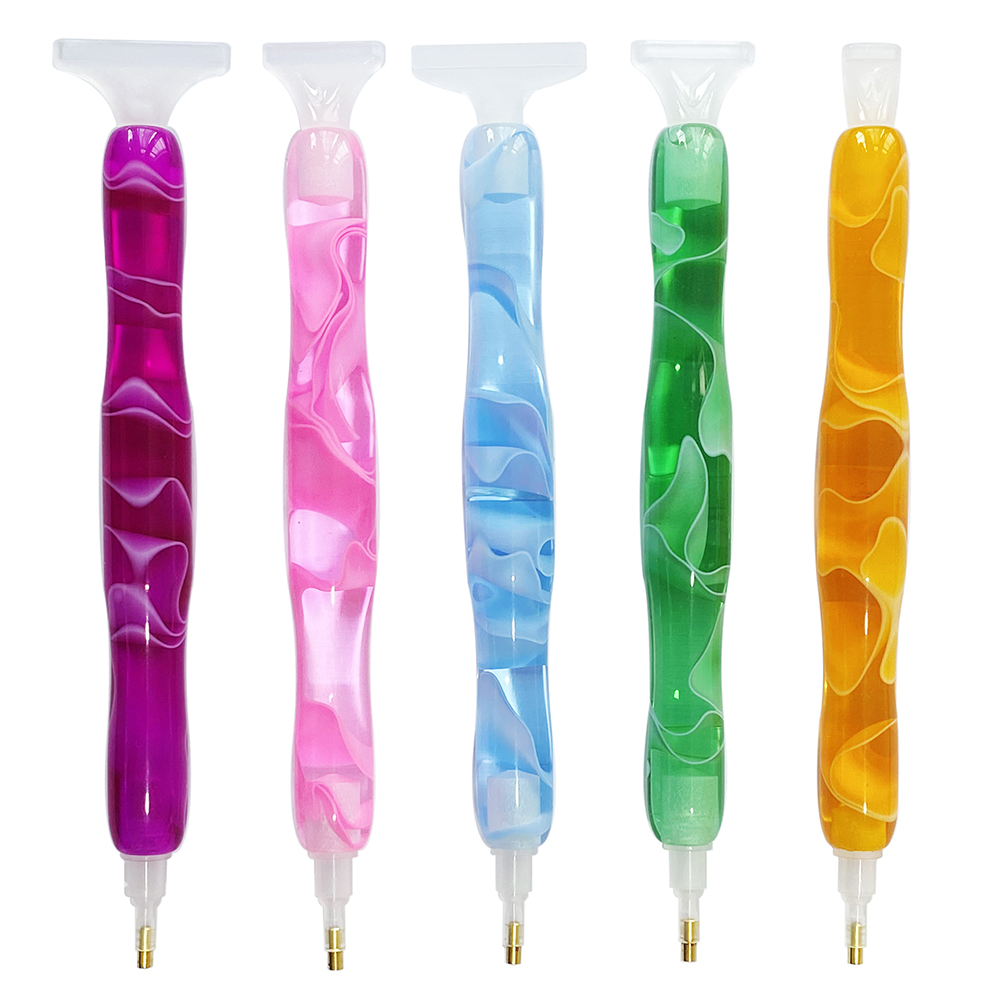 Resin Art Painting - Farbiger Harz-Diamantmalstift mit 5 Ersatzspitzen, Diamantkunst-Stiftset,