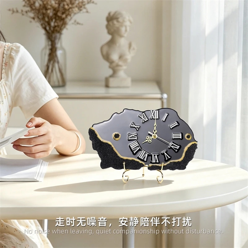 Schwarze Kristall-Chip-Uhr mit – Resin Art Clock Bewertung und Preis